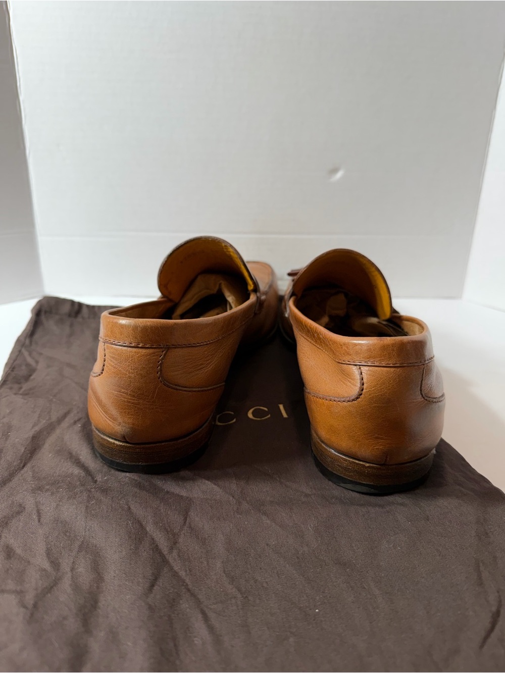 Gucci Bamboo Brown Leather Slip On Tassel Loafers size 11 men - Picture 4 of 9